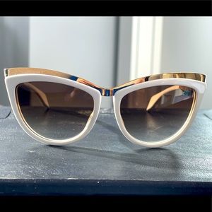 Alexander McQueen Cat-Eye Sunglasses, White/Gold with Case - Extremely Rare